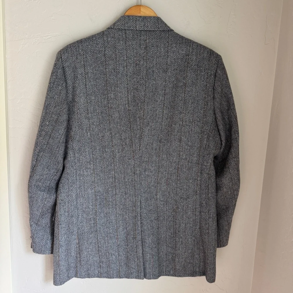 Vintage Blazer By The Blade Mens Gray Herringbone Two Buttons  Blazer Size‎ 46R
